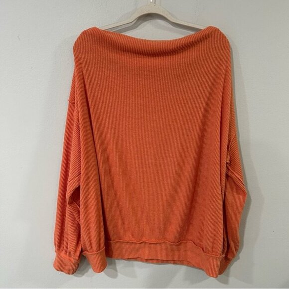 Free People We The Free Women’s Main Squeeze Orange Cowl Neck Sweater Size Large - Picture 6 of 7